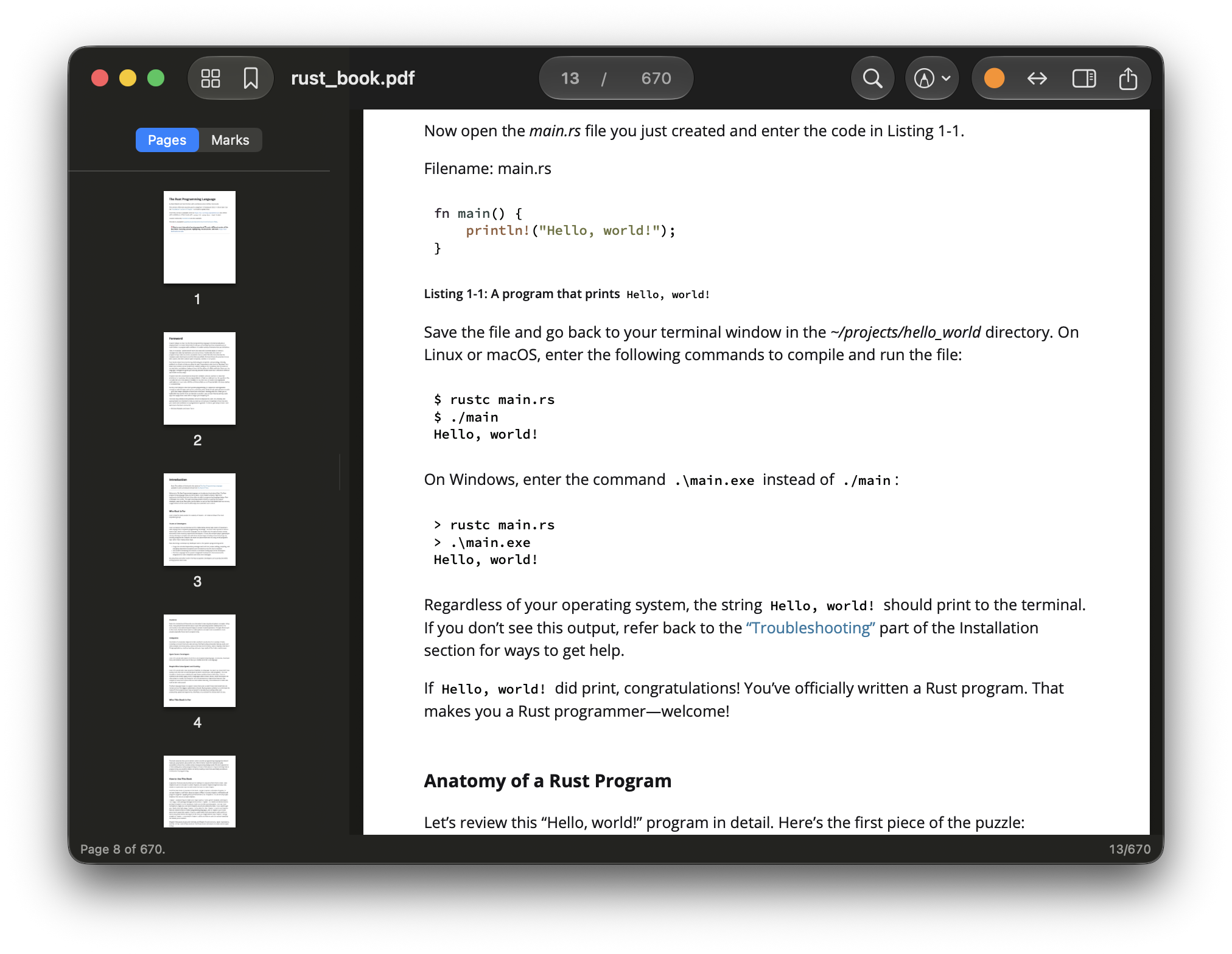 Default reading mode